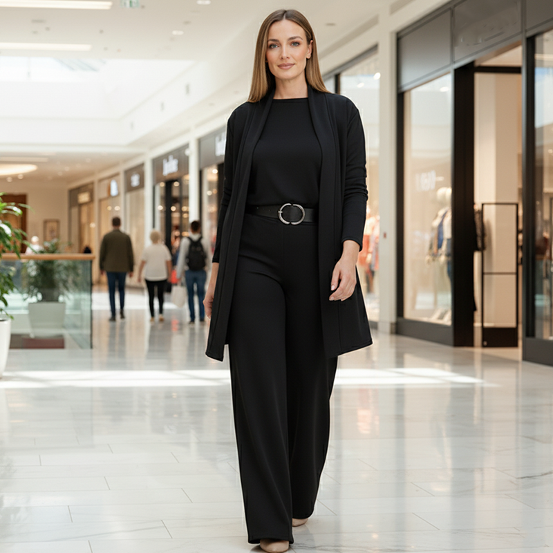 🔥Last day offer: 50% off-Elegant Longline Cardigan & Top & Pants 3-Pieces Set