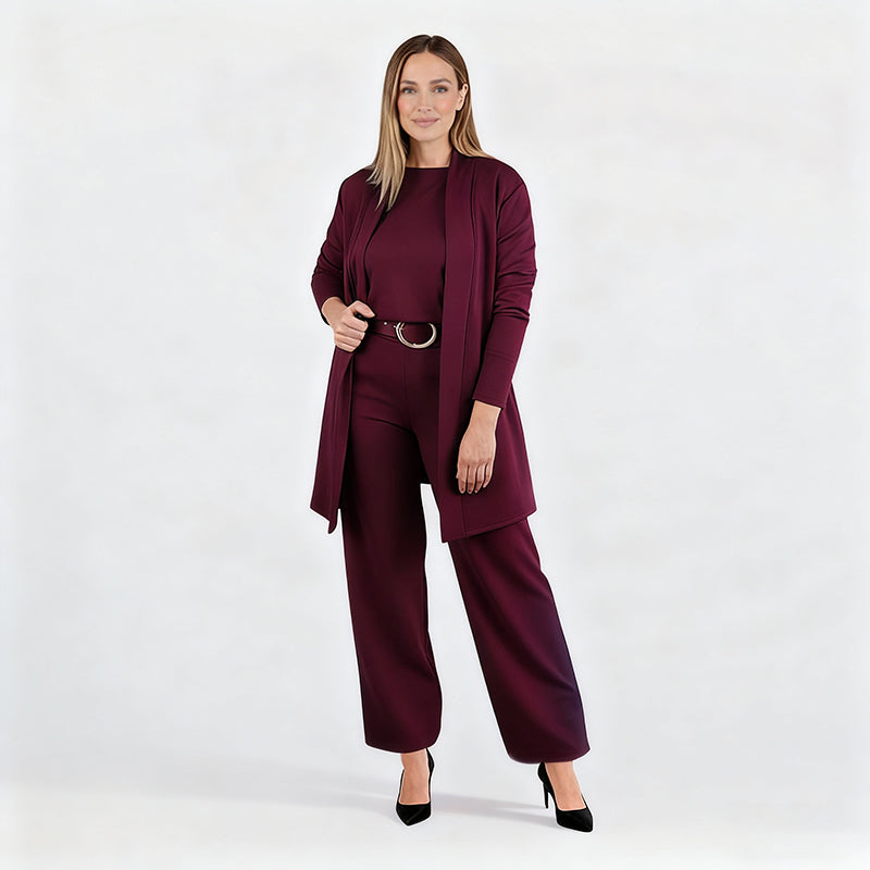 🔥Last day offer: 50% off-Elegant Longline Cardigan & Top & Pants 3-Pieces Set