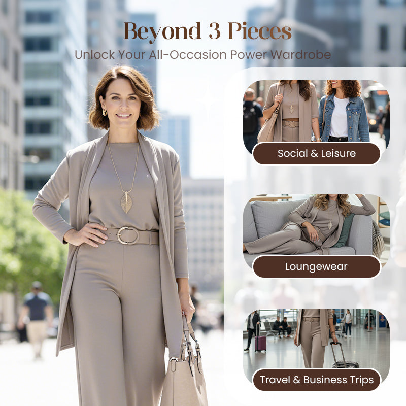 🔥Last day offer: 50% off-Elegant Longline Cardigan & Top & Pants 3-Pieces Set