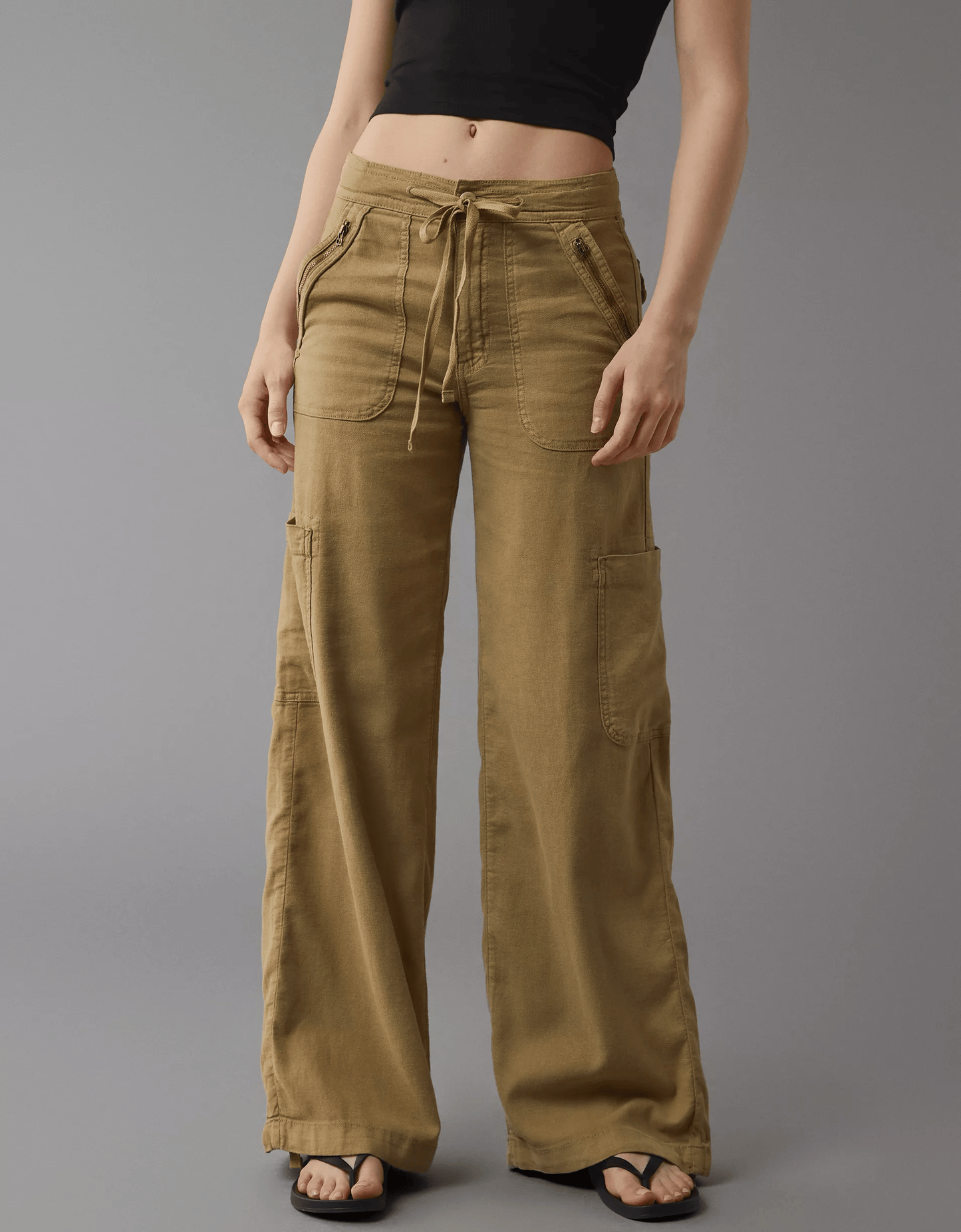 💥LAST DAY SALE 49% OFF!!🎁Linen-Blend Wide-Leg Cargo Pant