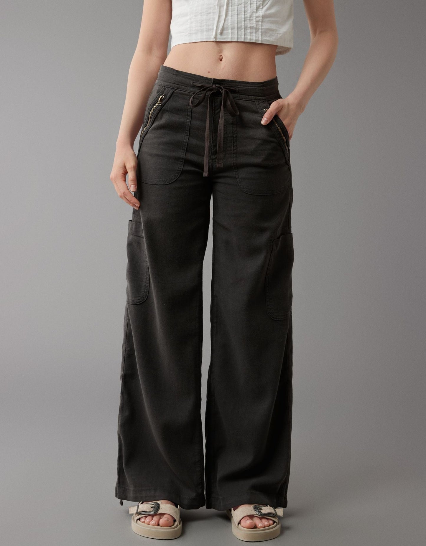 💥LAST DAY SALE 49% OFF!!🎁Linen-Blend Wide-Leg Cargo Pant