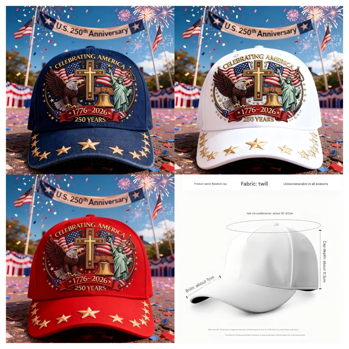 š¦
Eagle & Liberty & CrossšUnited States 250th Anniversary Hatš§¢