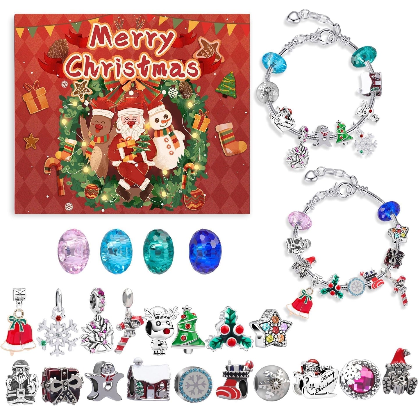 🎅Early Xmas Sale 46% OFF💥DIY 24 Days Christmas Countdown Calendar Bracelets Set