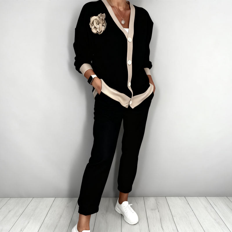 ⏳Time-Limited Special⏰Women’s Casual V-Neck Top & High Waist Pants 2-Piece Set