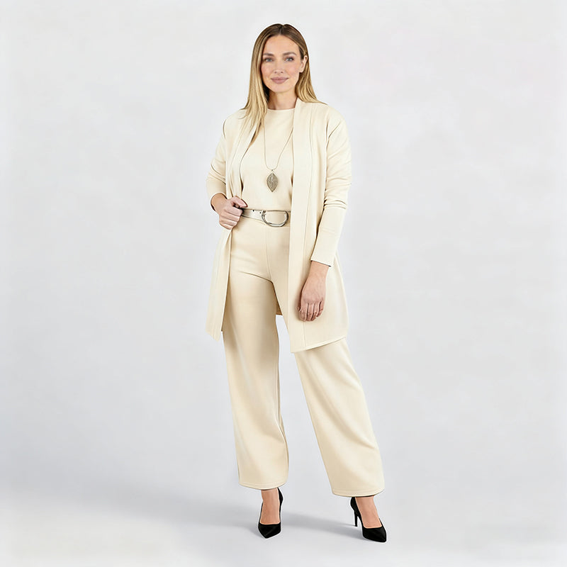 🔥Last day offer: 50% off-Elegant Longline Cardigan & Top & Pants 3-Pieces Set