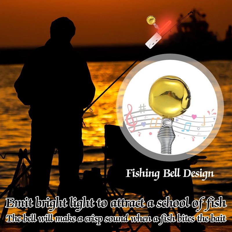 2025š Fishing Rod LED Light with Buzzer Bell