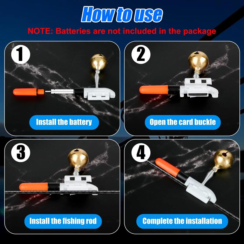 2025š Fishing Rod LED Light with Buzzer Bell