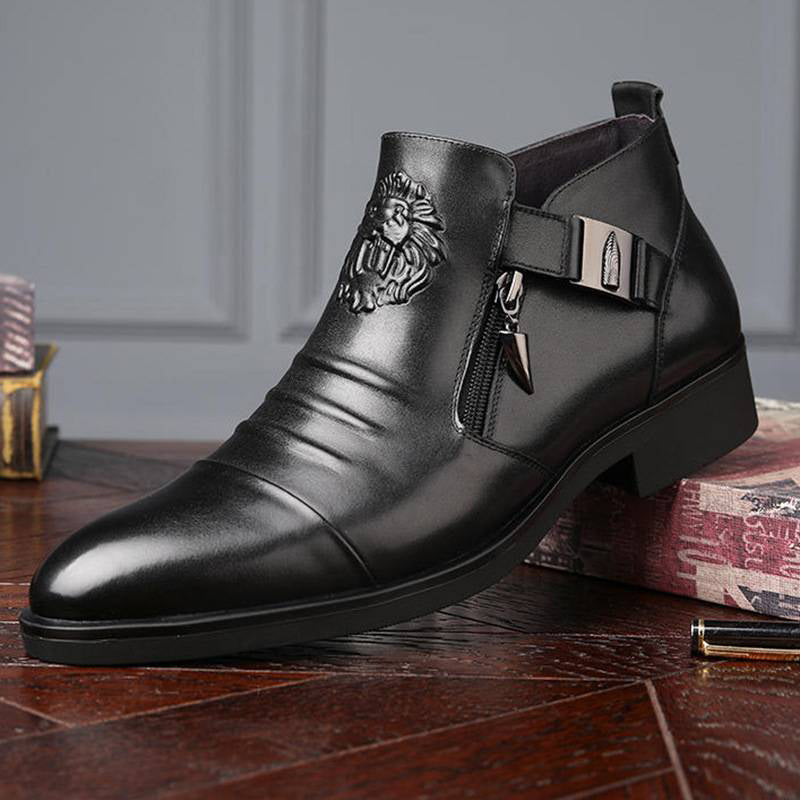 👞Men's Embossed Martin Boots Dual Side Zipper Trendy Boots!