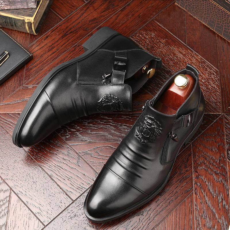 👞Men's Embossed Martin Boots Dual Side Zipper Trendy Boots!