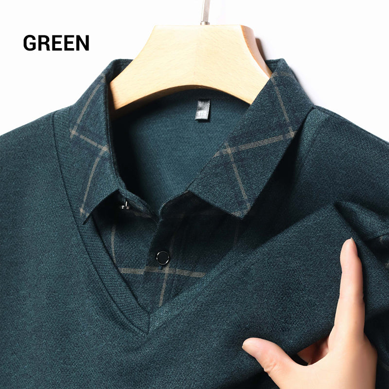 🎅 Xmas Sales 🎅 50% off 💕Men's Faux Two Piece Lapel Long-Sleeve Tops