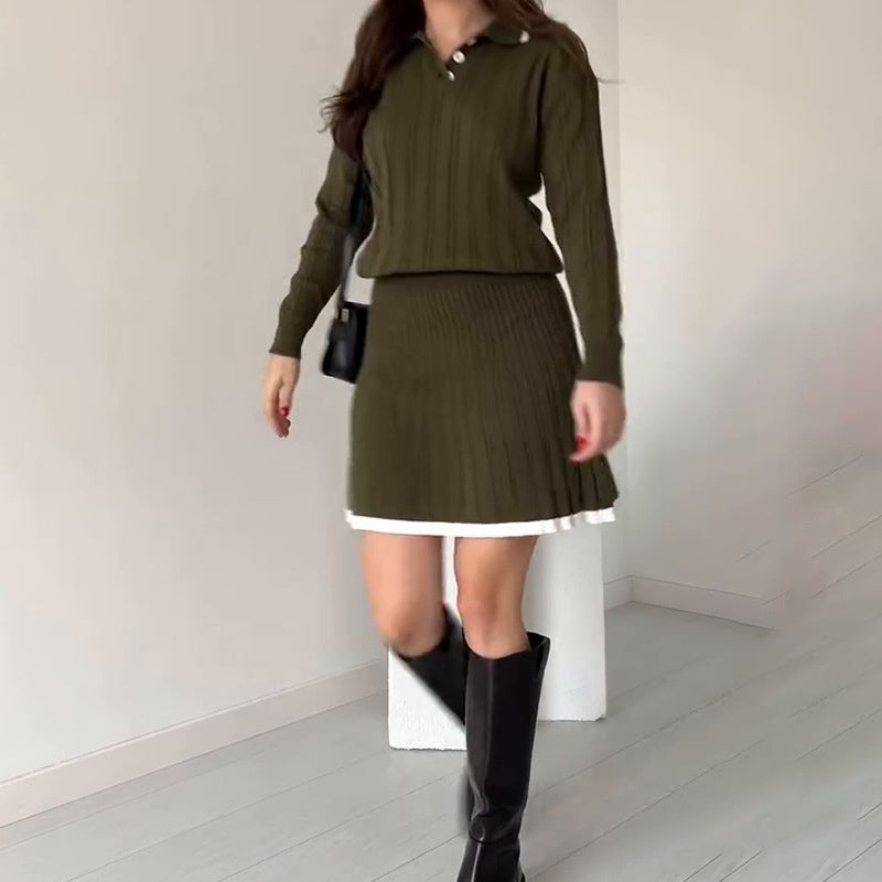 🎅Christmas Pre-sale🎁Women's Knitted Sweater & Short Skirt 2-Piece Set