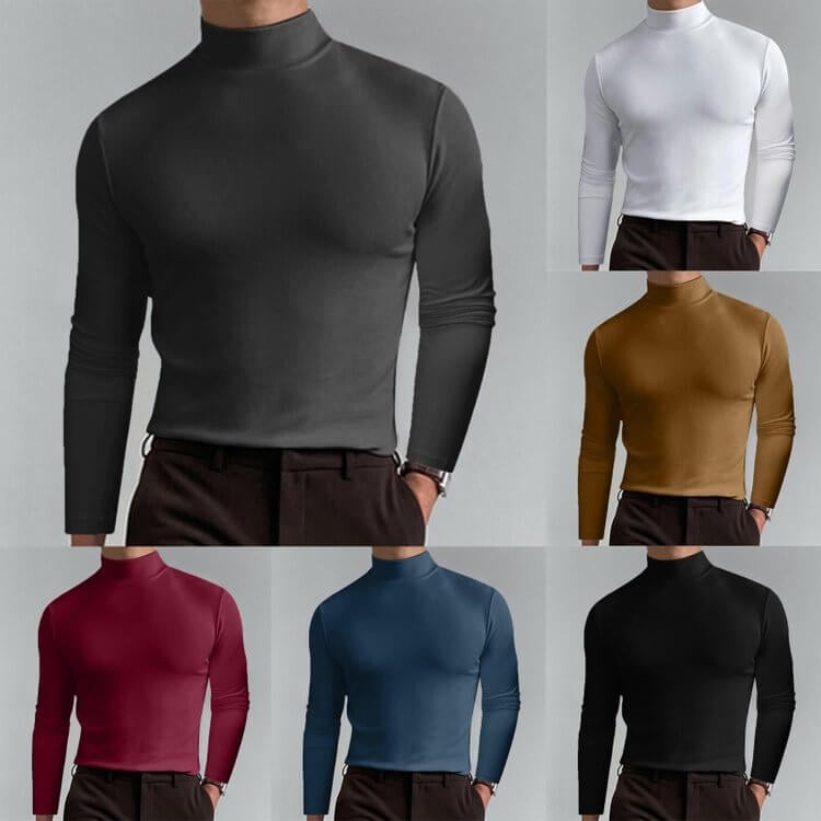👕 60% OFF NOW! 🔥 Men's High Neck Slim Fit T-Shirt - Stretchy & Breathable for Gym or Casual, Modern Style & Comfort 🏃♂️📦
