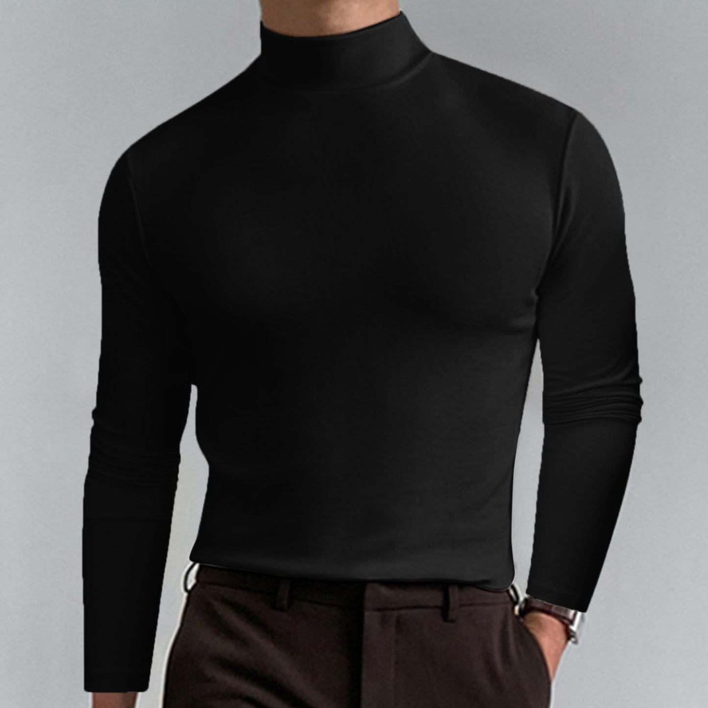 👕 60% OFF NOW! 🔥 Men's High Neck Slim Fit T-Shirt - Stretchy & Breathable for Gym or Casual, Modern Style & Comfort 🏃♂️📦