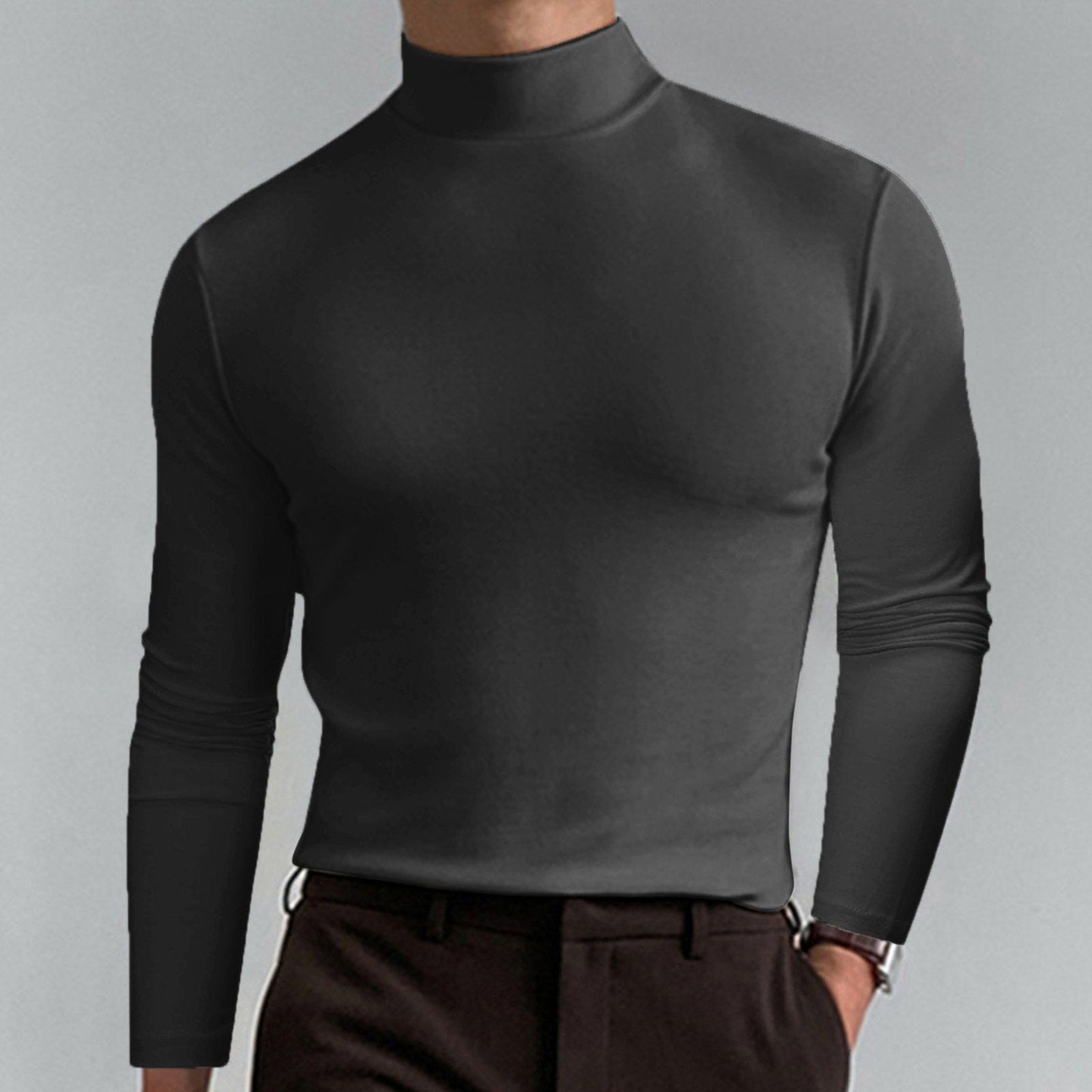 👕 60% OFF NOW! 🔥 Men's High Neck Slim Fit T-Shirt - Stretchy & Breathable for Gym or Casual, Modern Style & Comfort 🏃♂️📦