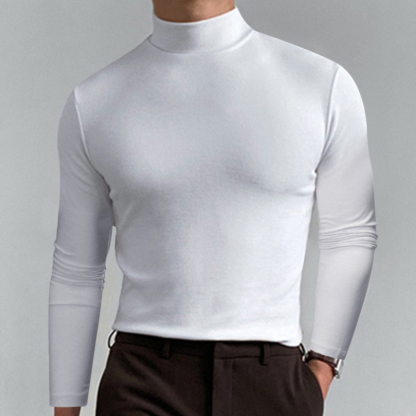 👕 60% OFF NOW! 🔥 Men's High Neck Slim Fit T-Shirt - Stretchy & Breathable for Gym or Casual, Modern Style & Comfort 🏃♂️📦