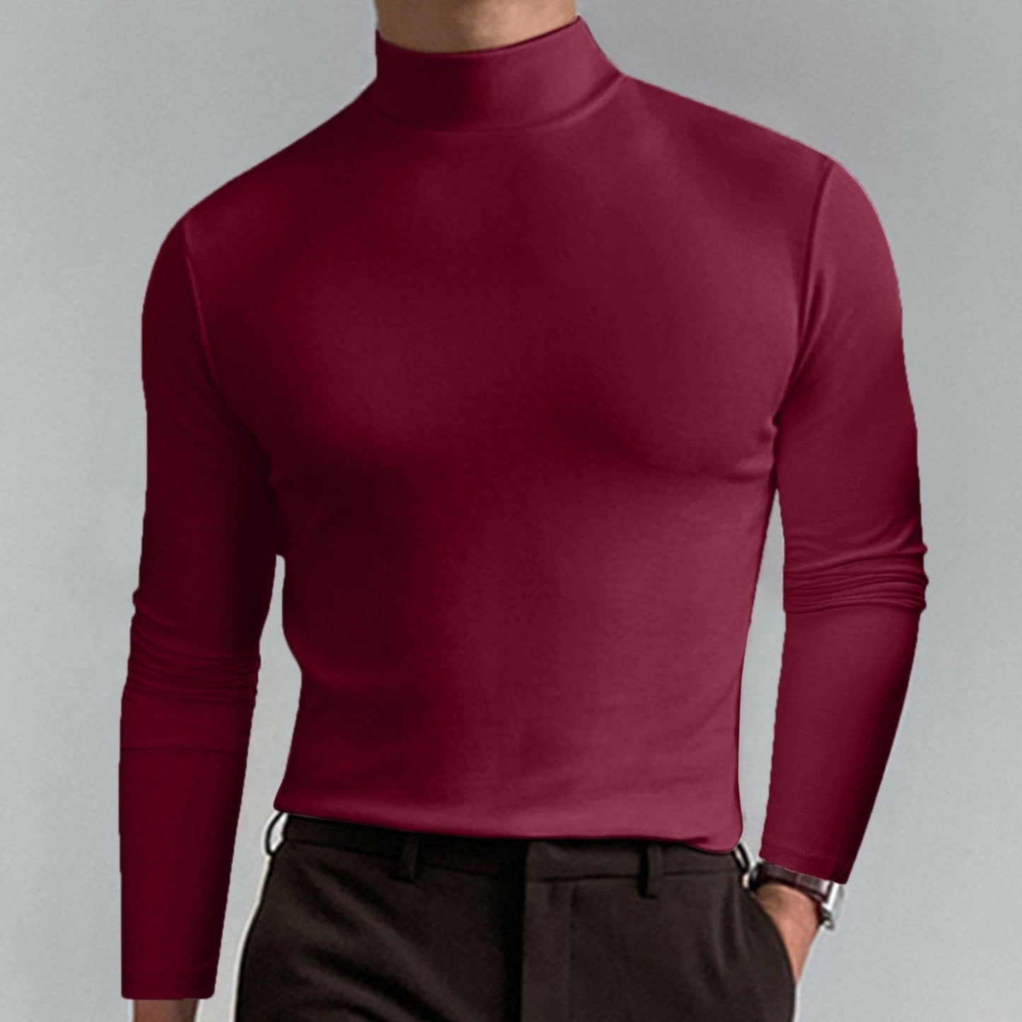 👕 60% OFF NOW! 🔥 Men's High Neck Slim Fit T-Shirt - Stretchy & Breathable for Gym or Casual, Modern Style & Comfort 🏃♂️📦