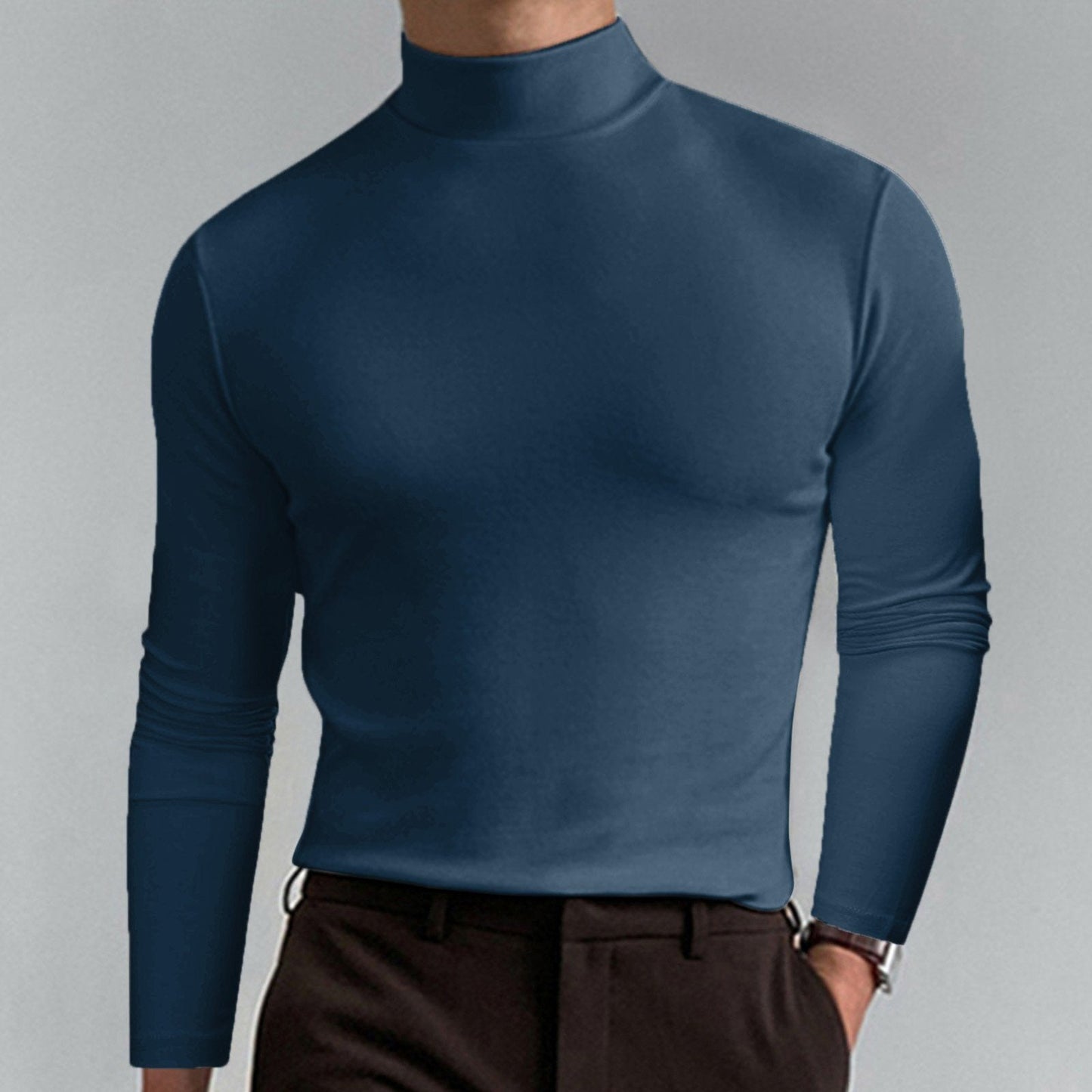 👕 60% OFF NOW! 🔥 Men's High Neck Slim Fit T-Shirt - Stretchy & Breathable for Gym or Casual, Modern Style & Comfort 🏃♂️📦