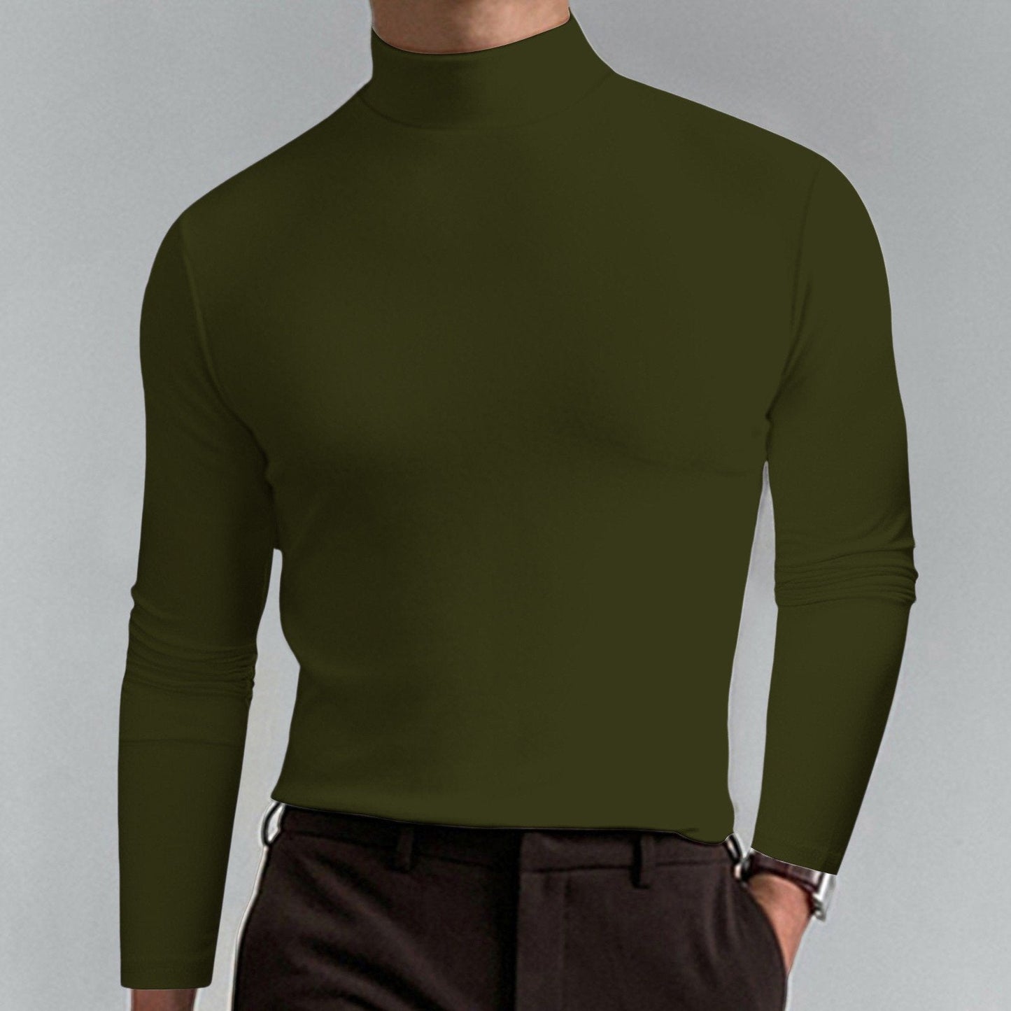 👕 60% OFF NOW! 🔥 Men's High Neck Slim Fit T-Shirt - Stretchy & Breathable for Gym or Casual, Modern Style & Comfort 🏃♂️📦