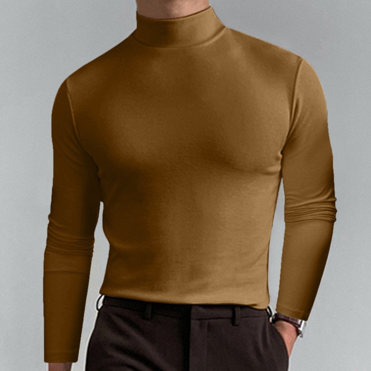 👕 60% OFF NOW! 🔥 Men's High Neck Slim Fit T-Shirt - Stretchy & Breathable for Gym or Casual, Modern Style & Comfort 🏃♂️📦