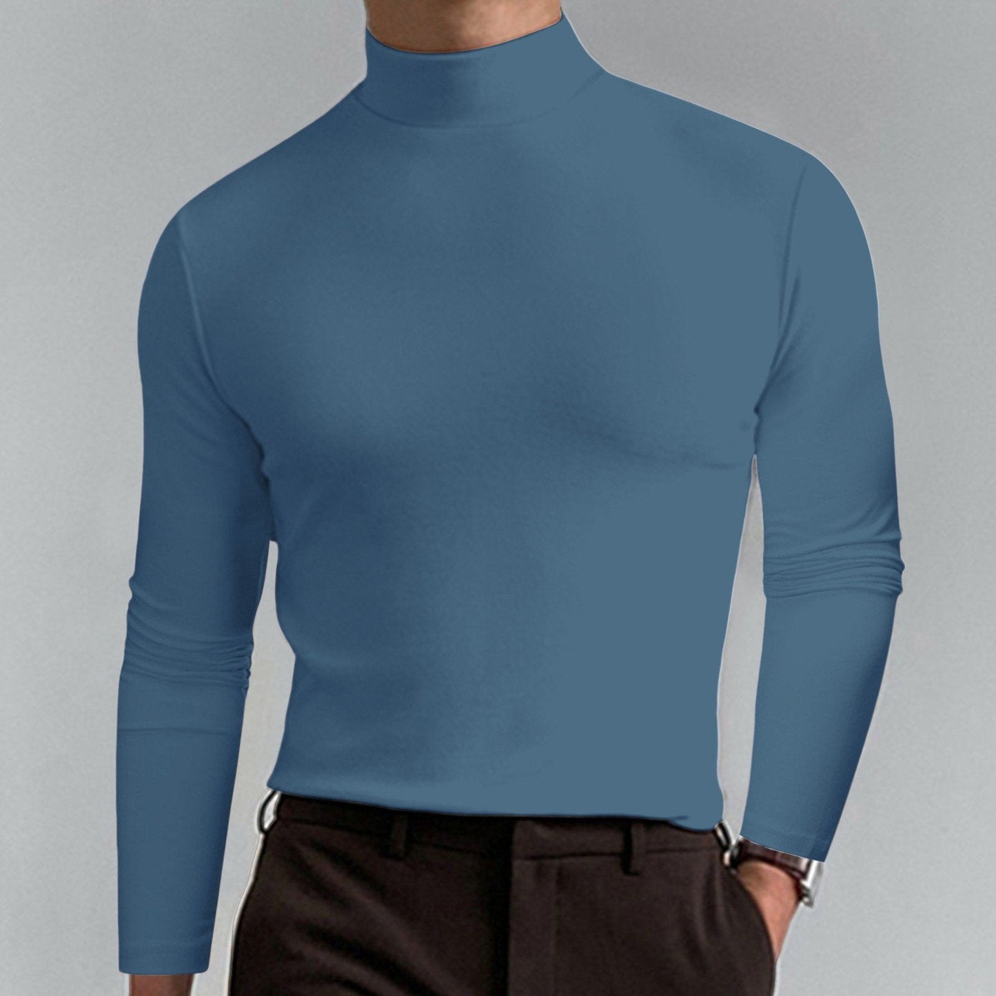 👕 60% OFF NOW! 🔥 Men's High Neck Slim Fit T-Shirt - Stretchy & Breathable for Gym or Casual, Modern Style & Comfort 🏃♂️📦