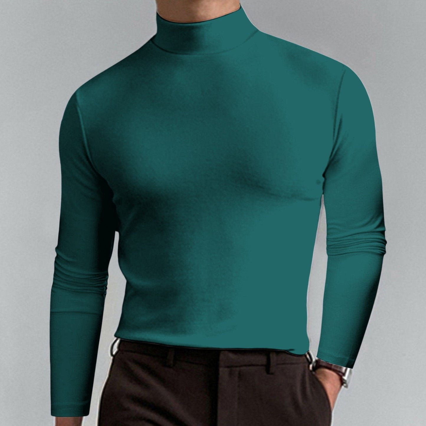 👕 60% OFF NOW! 🔥 Men's High Neck Slim Fit T-Shirt - Stretchy & Breathable for Gym or Casual, Modern Style & Comfort 🏃♂️📦