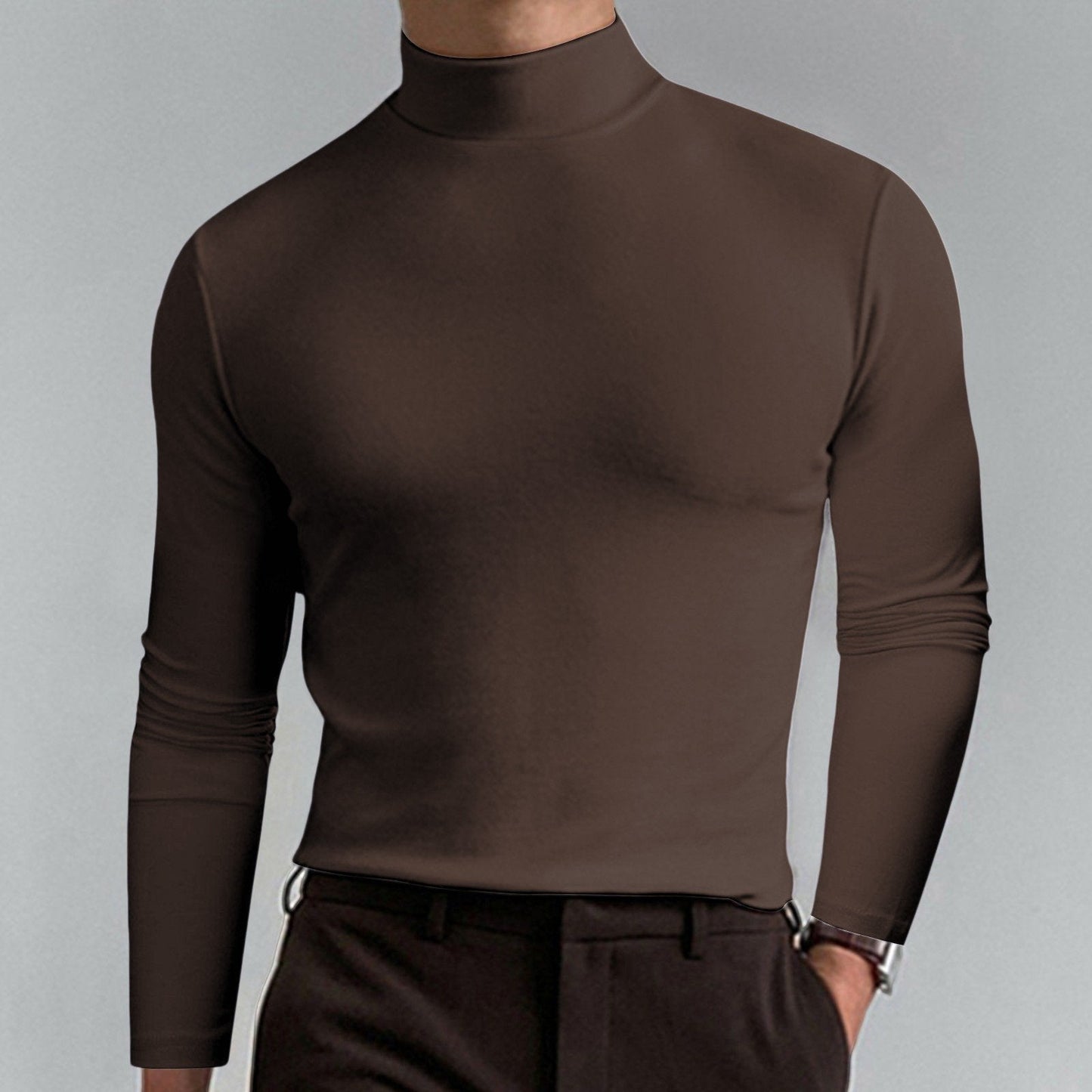 👕 60% OFF NOW! 🔥 Men's High Neck Slim Fit T-Shirt - Stretchy & Breathable for Gym or Casual, Modern Style & Comfort 🏃♂️📦