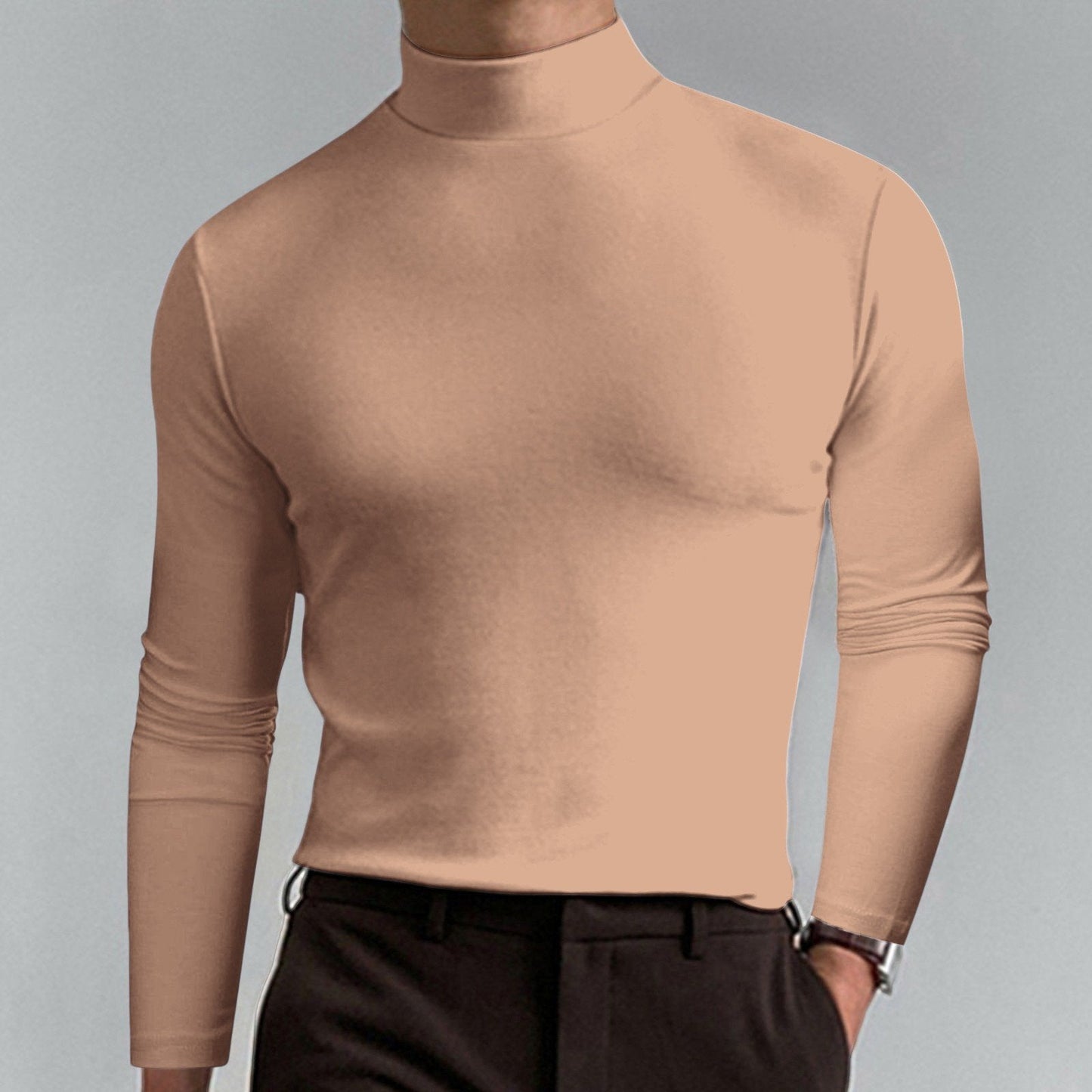 👕 60% OFF NOW! 🔥 Men's High Neck Slim Fit T-Shirt - Stretchy & Breathable for Gym or Casual, Modern Style & Comfort 🏃♂️📦