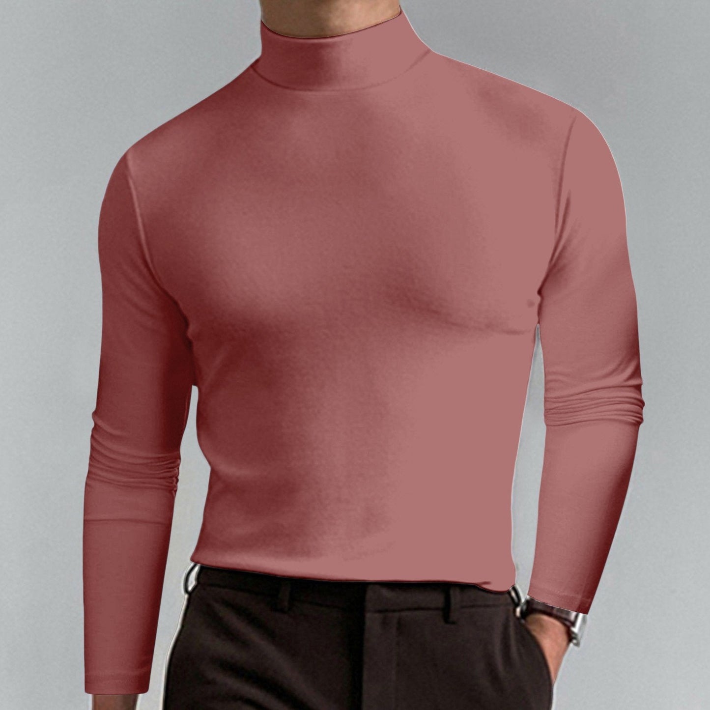 👕 60% OFF NOW! 🔥 Men's High Neck Slim Fit T-Shirt - Stretchy & Breathable for Gym or Casual, Modern Style & Comfort 🏃♂️📦