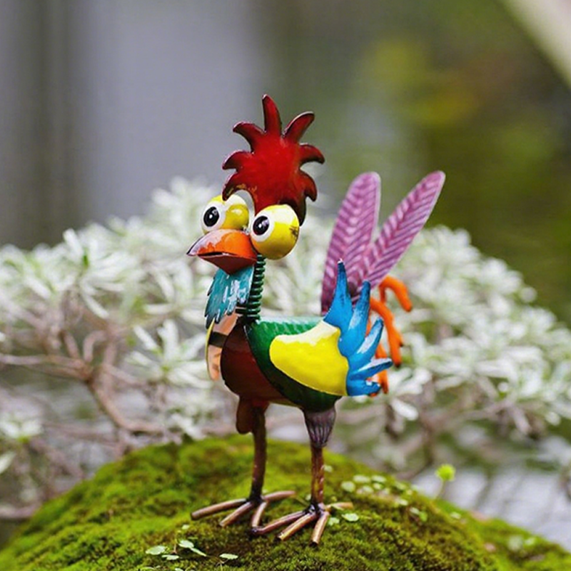 Funny Metal Rooster Yard Decor