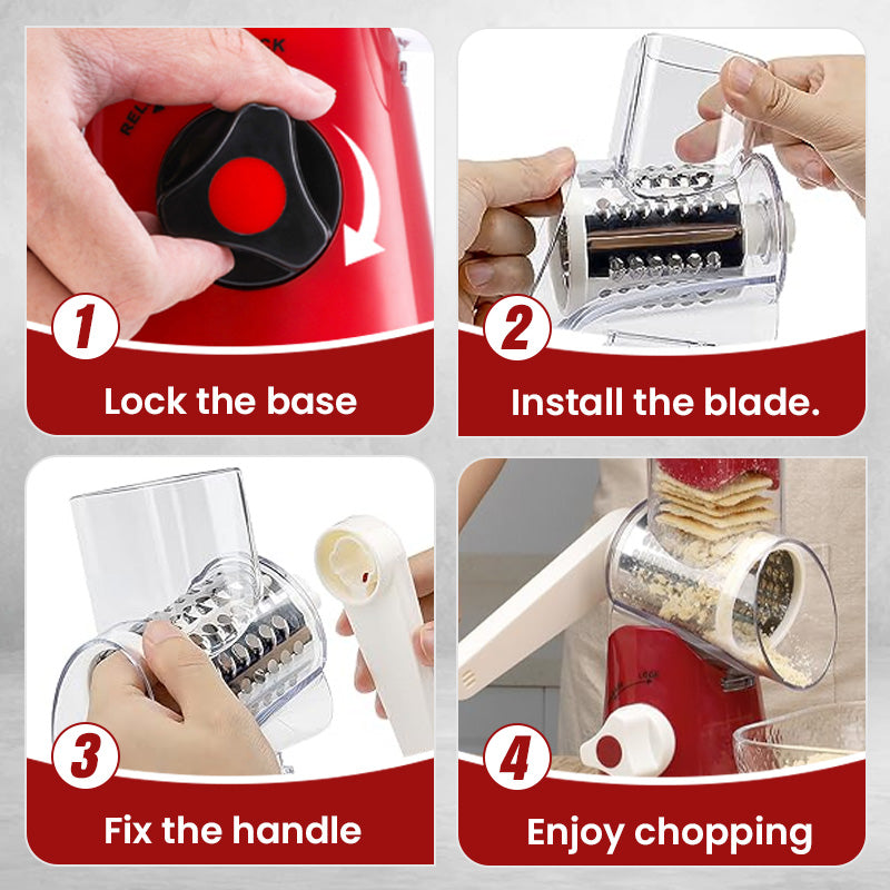 3 in 1 Rotary Cheese Grater Vegetable Slicer