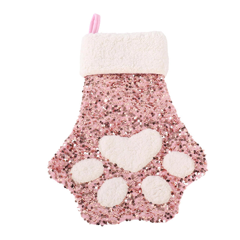Cute Cat Paw Shaped Christmas Stocking Decor