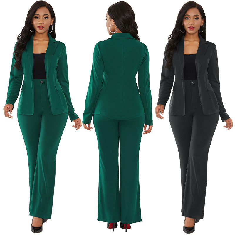 Women's Business Solid Blazer & Pants 2-Piece Set