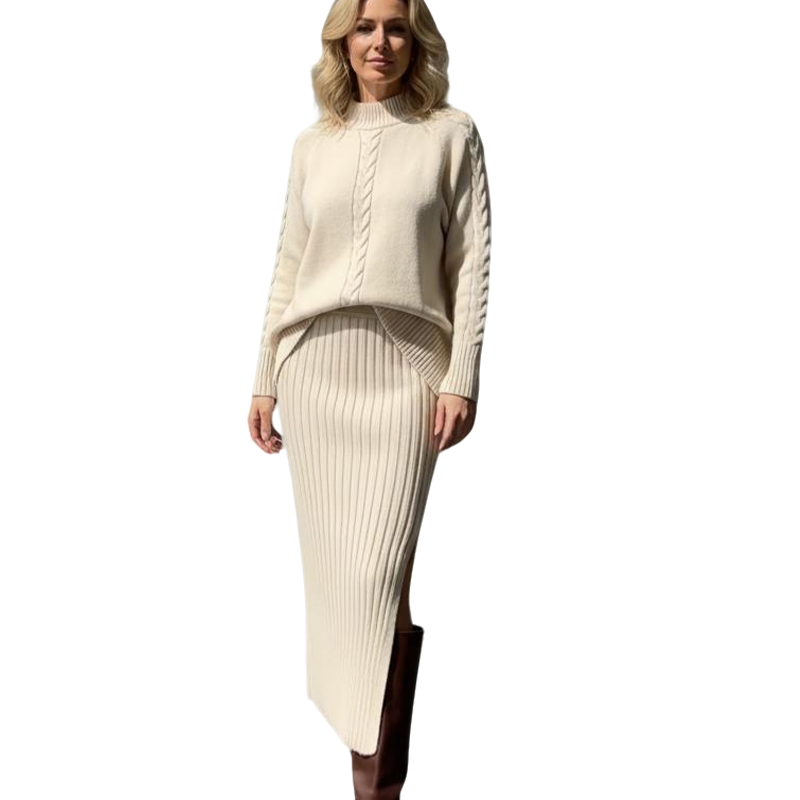 Women’s Chunky Knit Sweater & Skirt 2-Piece Set