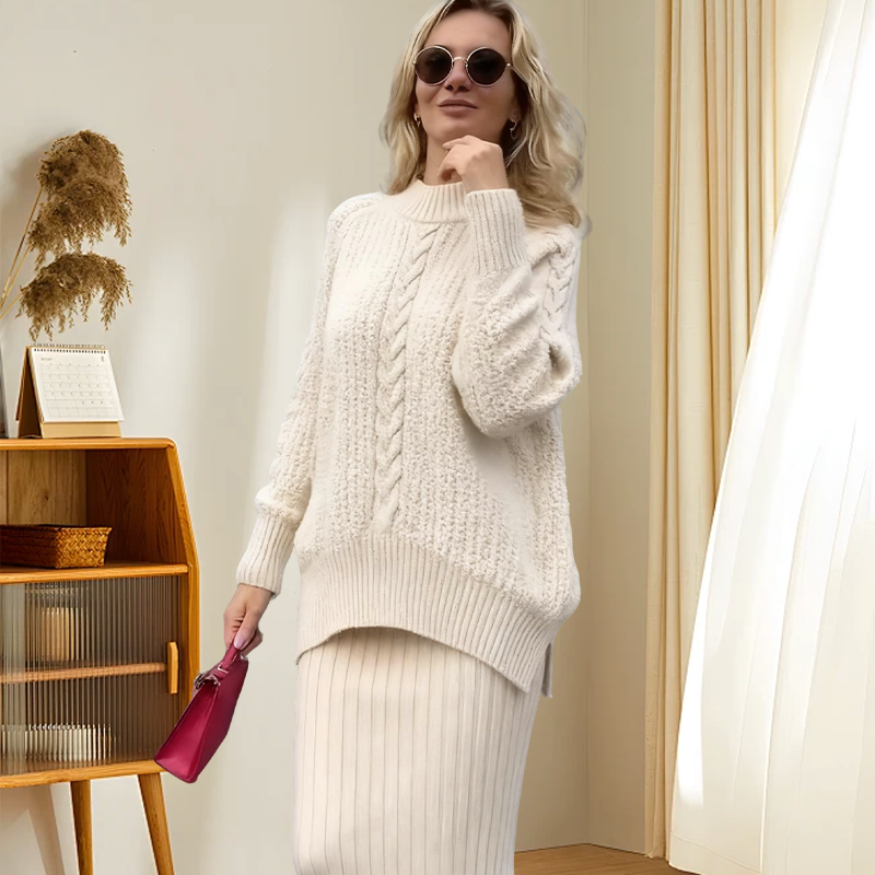 Women’s Chunky Knit Sweater & Skirt 2-Piece Set