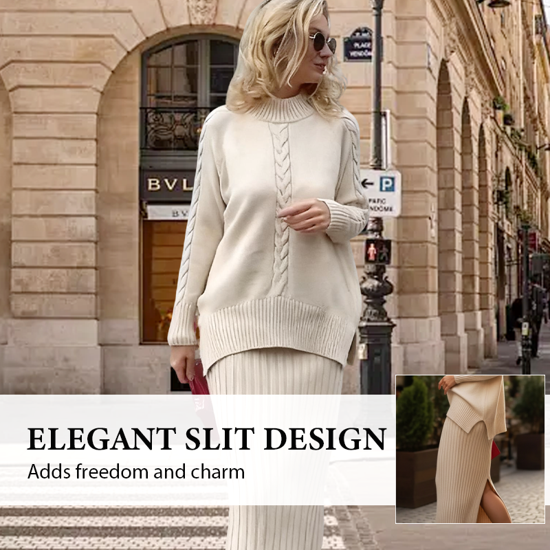 Women’s Chunky Knit Sweater & Skirt 2-Piece Set