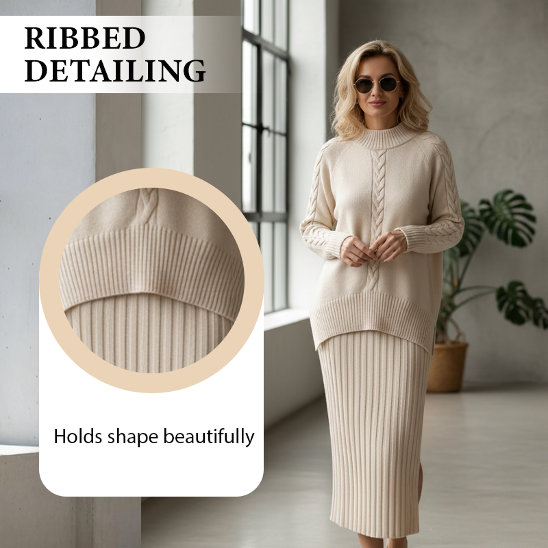 Women’s Chunky Knit Sweater & Skirt 2-Piece Set