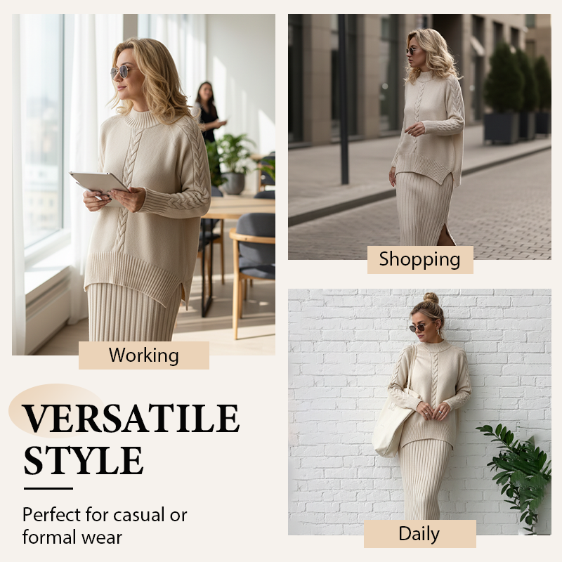 Women’s Chunky Knit Sweater & Skirt 2-Piece Set