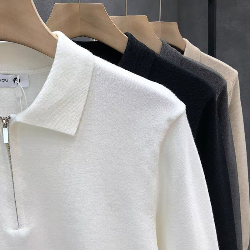 Men's Casual Quarter Zip Knit Sweater