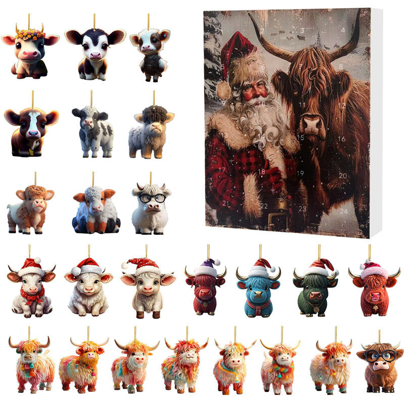 🎄 CHRISTMAS SALE 50% OFF! ✨ Advent Calendar with Highland Cow Design - 24 Surprise Boxes with Festive Treats for Holiday Countdown 🐮❤️
