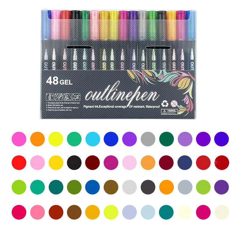 🎅Christmas Special Deals⚡50K+ SOLD!🎁🎨Double Outline Glitter Coloring Pen Set🌟