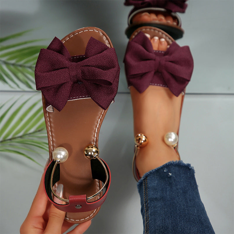 Elegant flat sandals with a bow🌺