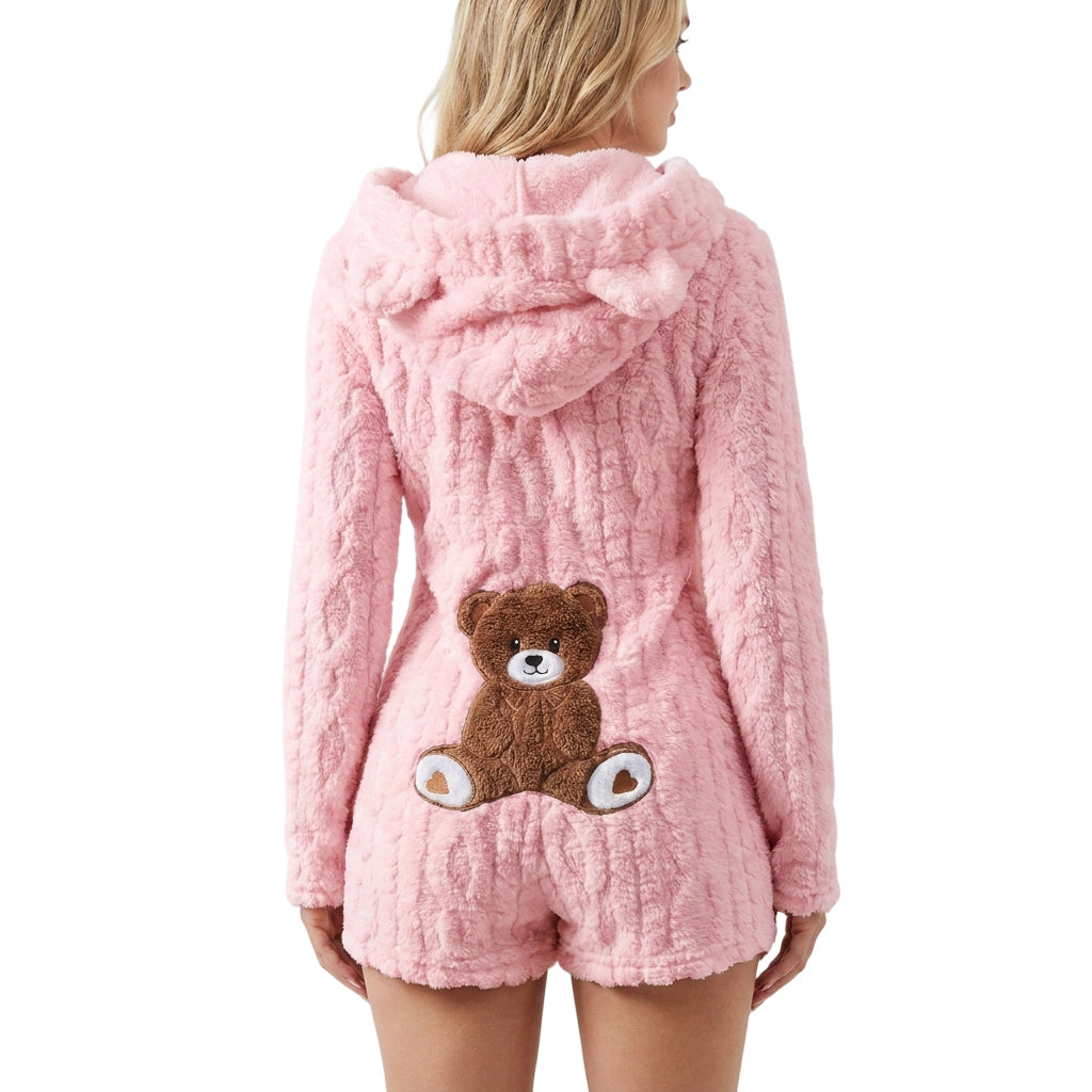 Women’s Plush Hooded Long Sleeve Romper