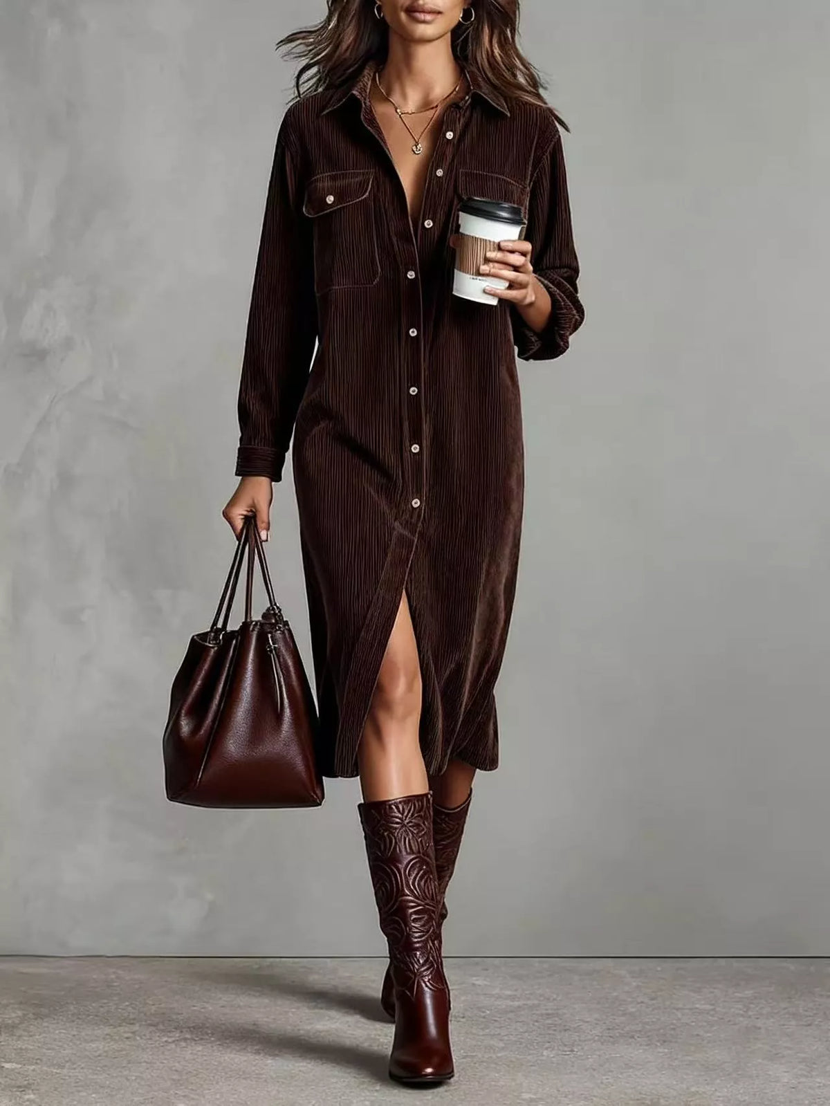 Women's Casual Fashion Shirt Dress