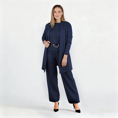 🔥Last day offer: 50% off-Elegant Longline Cardigan & Top & Pants 3-Pieces Set