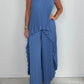 👗Laney Pleated Short Sleeve Irregular Midi Top and Elastic Waist Wide Leg Pants Set✨