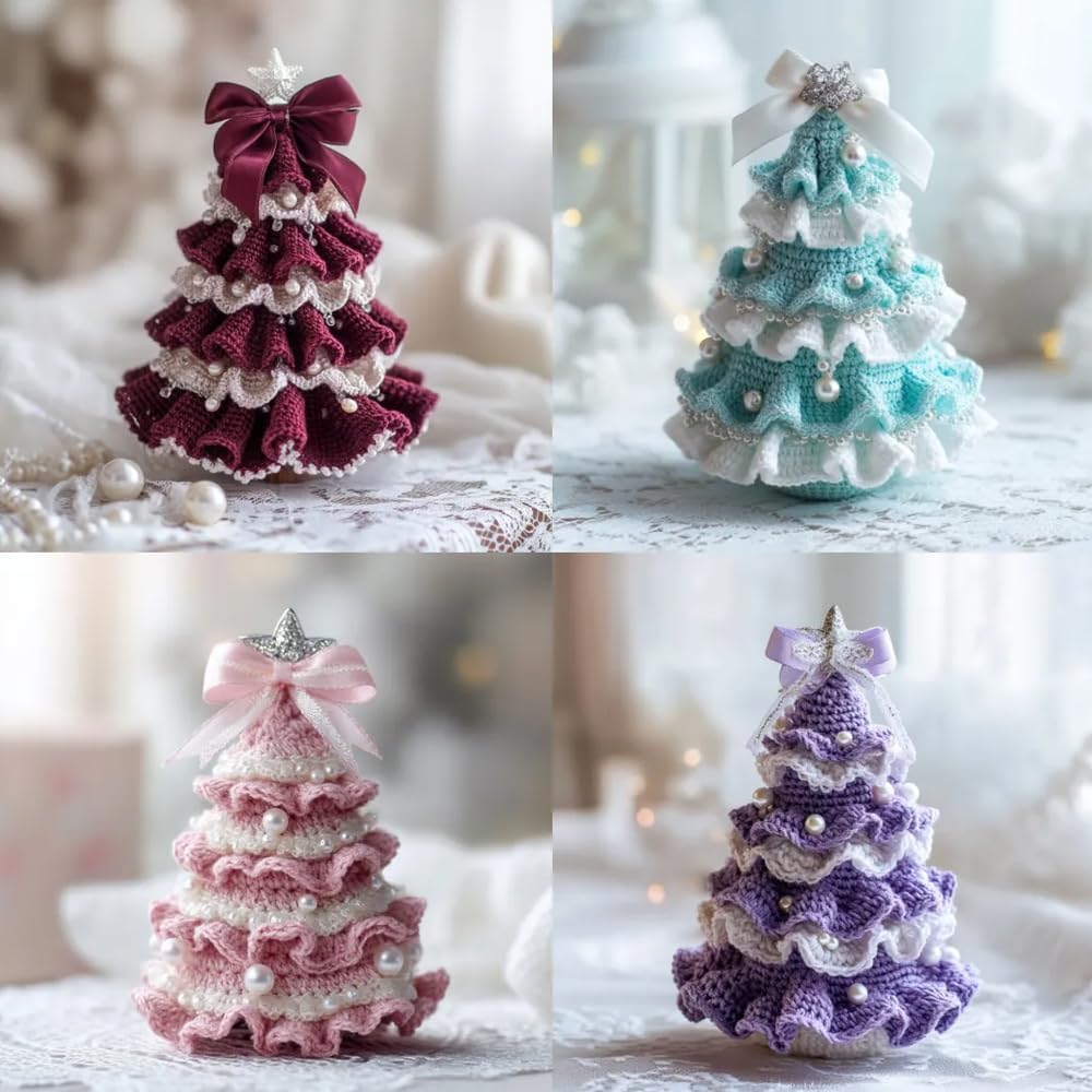 ✨🎁 DIY Crochet Christmas Tree Kit With Imitation Pearl Accents🎄– Create Your Own Holiday Magic