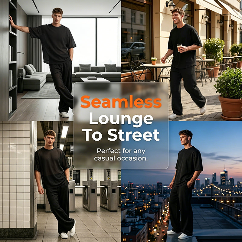📢📢40% OFF !! ⏰Men's T-Shirt & Wide-Leg Pants 2-Piece Set