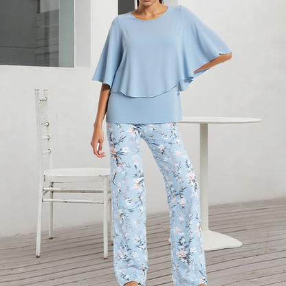 🔥Women’s Printed Pants and Crew Neck Top Set