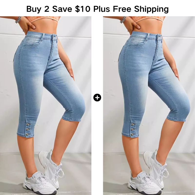 Women's High-Waist Slim-Fit Capri Jeans