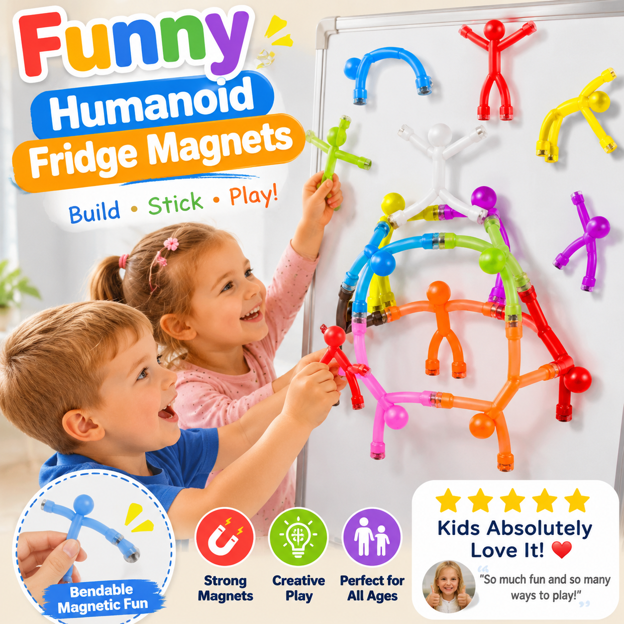✨ Magnetic Creative Figures – Strong joints, stress-relief & versatile – Perfect for fridge, desk or display 🧩